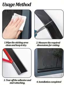 4.5/5.5CM Self-Adhesive Window Rain Guard, Outdoor Wind And Rain Barrier, Sliding Window Waterproof Strip, Exterior Window Sill Plastic Isolation Board, Bathroom Decor, Trimmable - Multiple Styles - View 8