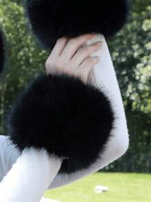1 Pair Plush Cuff Wrist Warmers, Fashion Clothing Accessory - Multicolor - View 11