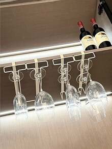 1/2/3pcs Under Cabinet Wine Glass Rack, Stemware Storage Rack, Kitchen Hanging Metal Glass Holder, Space-Saving, Easy Installation, Non-Slip, No-Drill Glassware Storage Rack, Suitable For Kitchen, Bar, Cafe - Multicolor - View 5