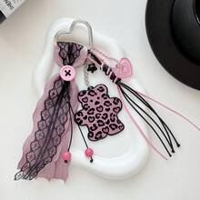 Gantungan Kunci Motif Leopard Beruang Renda Hati Gaya Retro Baddie untuk Tas Ransel dan Dompet, Aksesori Tas Tangan - MultiWarna - View 8
