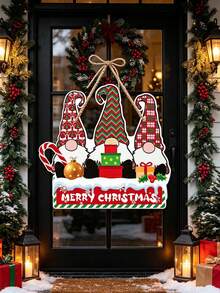 Plaid Christmas Door Hanging Decoration Set, Christmas Tree Sign With Vertical Hanging Rope, Red & Green Buffalo Plaid Door & Wall Decor, Christmas Holiday Home Party Decorations, Multi-Piece Set - Multiple Styles - View 8