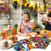 8/16pcs Stiker Anak DIY Karakter Kartun Halloween, Gambar Vampir & Hantu, Mainan Puzzle Interaktif Orang Tua-Anak, Buat Desain Wajah, Pengembangan Otak, Hadiah Pesta Liburan, Stiker Kemasan Hadiah, Mainan TK, Dekorasi Rumah, Cocok untuk Meja, Buku Catatan, Balon, Koper, Kulkas - Warna campuran - View 5