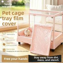Pet Rabbit Cage Bottom Tray Elastic Film Cover, Rabbit Bird Guinea Pig Hamster Cage Toilet Tray Liner, Disposable Cleaning Supplies To Free Your Hands - White - View 1