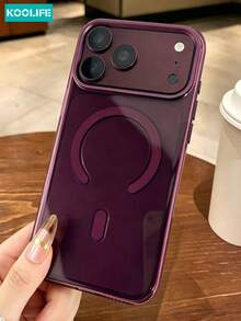 Funda de teléfono magnética transparente color rojo vino, carcasa de TPU transparente minimalista y a prueba de golpes, compatible con iPhone 18 Pro Max, 18 Pro, 17, 17 Pro, 17 Pro Max, 16 Pro, 15 Pro Max, 16 Pro Max, 15, 15 Pro y 16 - Rojo cereza - Ver 6