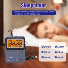 Radio AM FM Saku Portabel dengan Earphone Stereo (Tanpa Speaker), Preset Otomatis, Tombol Pengunci, Lampu Latar, Timer Tidur, Pemutar Musik, Radio Mini, Radio Digital, Radio Bertenaga Baterai untuk Aktivitas Luar Ruangan, Berkemah dan Berlari, Baterai Isi Ulang 600mAh - View 8