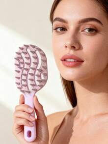 1/2Pcs Long Handle Scalp Care Massage Comb,Hollow Coarse Tooth Design,Wet And Dry Use, Suitable For Nail Art And Applying Care Products(Random Color) - Multicolor - View 7
