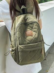 Mochila clásica de gran capacidad de unicolor - Verde - Ver 3
