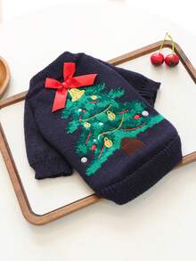 1PC Pet Clothes 2026 Autumn/Winter New Small Dog Puppy Cat Cute Pet Holiday Atmosphere Soft Skin-Friendly Warm Christmas Sweater - Navy Tree - Multicolor - View 4