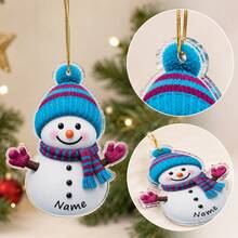 Custom Name Snowman Christmas Ornament, Personalized Knit Hat Snowman Tree Decor, Festive Winter Holiday Style, Customized Christmas Hanging Decoration, Customizable Name Wall Ornament, Christmas Home Decor, Holiday Keepsake Gift 2026, Christmas Gift - Style B - View 4