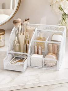 Desktop Organizer With Drawers And Pen Holder, Large Capacity Desk Storage Solution, Suitable For Bedroom Decor, Cosmetics, Bathroom And Dorm, Essential Stationery Storage For Students Back To School - View 4