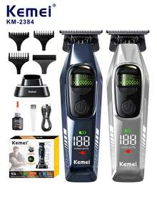 Kemei KM-2384 Professional Hair Clipper Electric Hair Trimmer For Barbershop Direct Charging And Base Dual Charging Long Battery Life Hair Clipper For Whole Family Use External Rotor Motor Hair Trimmer Carving Clipper Hair Cutting Tool With LED Digital Display Gift For Men - Multicolor - View 2