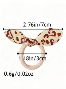 100pcs Girls Leopard Print Bow Hair Ties, Elastic Comfortable Hair Accessories For Kids - Multicolor - View 5