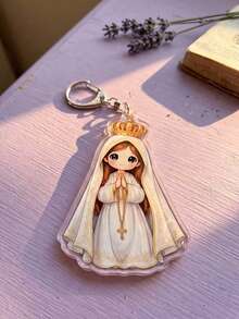 6pcs Cute Our Lady Of Guadalupe Acrylic Keychains, Cartoon Virgin Mary Religious Key Rings, Catholic Faith Hanging Decor Key Fobs, Suitable For Bags, Backpacks, Purses, Christian Spiritual Gifts For Women And Girls - Multicolor - View 10