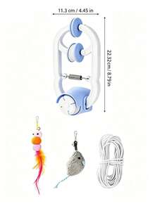 Automatic Hanging Cat Toy Electric Teaser Wand With Flapping Bird And Rotating Feather Cat Toy For Indoor Cats Door-Mounted Fishing Pole Cat Toy For Exercise, Boredom Relief And Fun Games - Blue - View 5