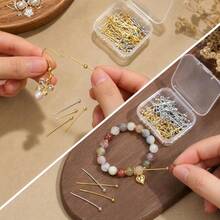 100PCS Golden Silvery Round Head DIY Beading Pins Hard Metal Jewelry Making Needles With Clear Storage Case For Handmade Crafts - Nine-shaped Needle - View 7