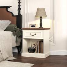 Nightstand Set Of 2 With Drawer And Open Shelf, Wooden Bed Side Table For Bedroom, Modern End Table Side Table For Living Room, Small Night Stand Set 2 Furniture For Small Spaces (Beige) - Beige - View 8