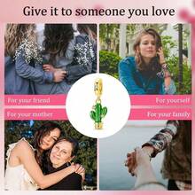 1pc Silver-Plated Plant & Flower Beaded Pendant, Color-Blocked Gold-Plated Cactus, Sunflower, Ladybug & Dragonfly Combination, Colorful Enamel & Rhinestone Fresh Natural Style, Suitable For Bracelet & Necklace, Perfect For Handmade DIY Jewelry Making & Mori Style Daily Gifts - Multicolor - View 11