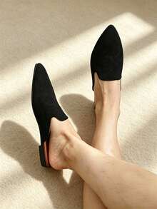 Women's Pointed Toe Flat Backless Slippers, Lightweight And Soft, Comfortable Insole, Non-Slip Sole, Suitable For Casual And Formal Occasions, Perfect For Office, Business And Daily Wear - Black - View 5