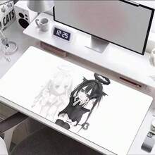 وسادة ماوس جلدية كبيرة جداً XXL بتصميم كاواي أنمي فتاة سوداء داكنة، حصيرة مكتب للوحة المفاتيح، إكسسوارات ألعاب، مانعة للانزلاق - مشاهدة 1