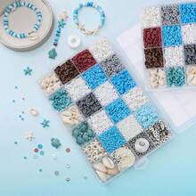Kit Manik-Manik Tanah Liat Lunak Bertema Laut 3200pcs, Perlengkapan Pembuatan Perhiasan DIY dengan Liontin Kerang, Bintang Laut, Turquoise, dan Batu, Set Manik-Manik Warna-warni untuk Gelang Persahabatan, Kalung, dan Kerajinan Tangan - A - View 1