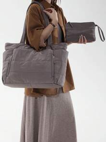 Women's Tote Bag, Lightweight Fluffy Handbag, Suitable For Travel, Work, Beach, Gym, Shopping - Coffee - View 4