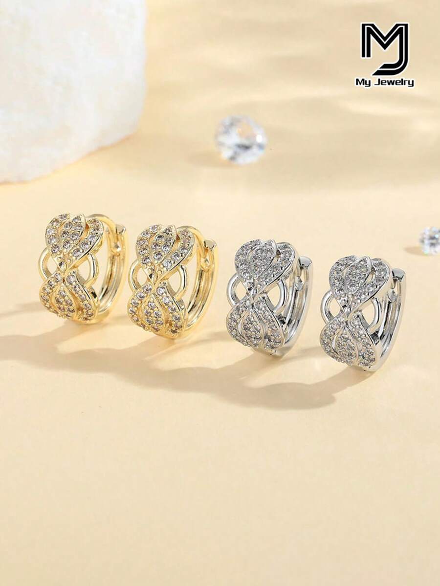 1 Pair Fashion Women's Luxury Style Leaf Pattern Copper Earrings, 14K ...