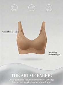 Women's Seamless Bra - Adjustable Straps, Wireless Support, Suitable For Daily Wear, Super Soft & Breathable Fabric, Women's Spring Clothing, Comfortable Lingerie Bra - Khaki - View 7
