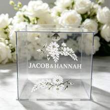 Clear Acrylic Lockable Wedding Card Box With Visible Window, Bohemian Style Wedding Reception Gift Card Storage Box, Can Hold Cash Envelopes And Greeting Cards, Suitable For Weddings, Birthday Parties, Baby Showers, Tabletop Decor - 1PC - View 3
