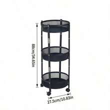 Three‑Tier Circular Rotating Storage Trolley With Universal Wheels, Breathable Hollow Mesh Baskets, Multi‑Layer Zoned Storage, And A Sturdy Frame, Suitable For Both Kitchens And Living Rooms - Multicolor - View 13