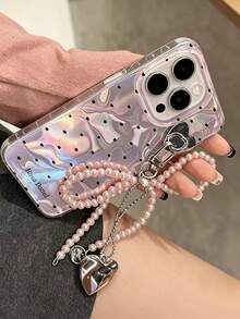 Heart‑Shaped Adhesive Phone Case Hook, Rotatable Lobster Clasp DIY Paste‑On Hanger, Universal Phone Chain Wrist Strap Charm Accessory For Decorating Phone Cases - Multicolor - View 2