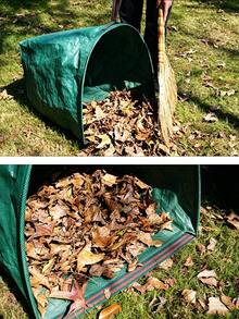 1pc Half-Round Double-Compartment Garden Leaf Bag, Upright And Lay-Flat Use, For Collecting Fallen Leaves, Weeds And Twigs Yard Waste Storage Bag - Multiple Styles - View 9