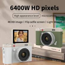 New Digital Camera Vintage CCD High Definition Flip Screen Entry Level DSLR Camera 4K High Pixel Dual Lens Fill Light Gift For Friends Classmates Holiday - View 1