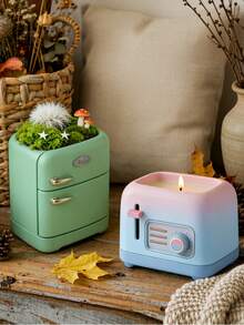Vintage Mini Fridge Toaster Flower Pot Silicone Mold, DIY Cement Gypsum Aromatherapy Candle Container Mold, Soft Silicone, Easy Release, Suitable For Casting Cement, Gypsum, Aromatherapy Wax, Create Creative Succulent Mini Flower Pots, Desktop Decor, Aromatherapy Containers - Silicone Mold - View 7