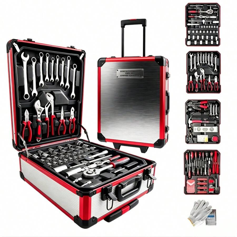 115/46pcs Professional Car Repair Tool Set: Portable Durable And Easy To Use Ratchet Wrench Set - Suitable For Car, Boat, Motorcycle Repair, Home Industrial Repair - Includes Carrying Case - Multi-color - View 1