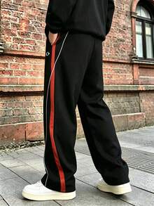 Men's Spring/Autumn Casual Loose Straight Leg Sweatpants Fashion Casual Long Pants - Black - View 4