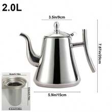 Stainless Steel Thickened Water Kettle With Removable Filter, Oil Pot With Filter, Coffee Server Tea Pot, Suitable For Hotel Restaurant, Perfect For Brewing Tea, Compatible With Induction Cooktop, Suitable For Home And Outdoor Use (Silver) - Silver - View 15