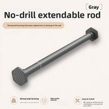 1pc No-Drill Adjustable Shower Curtain Rod, Telescopic Rod Available In Black, White, Grey With Multiple Sizes, Can Be Used As Curtain Rod, Closet Rod, Balcony Drying Rack, Towel Bar, Etc., Suitable For Bathroom, Closet, Balcony, Door And Window And Other Various Scenes - Hexagonal Cushion - View 35