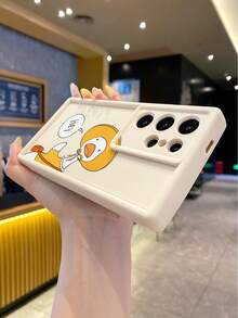 1 ốp lưng điện thoại thời trang chất liệu TPU Android nguyên chất, họa tiết vịt vàng, bảo vệ ống kính, dày, chống rơi, chống vân tay, màu be cát kim cương, tương thích với Samsung/Transsion/HONOR/ - Màu be - Xem 3