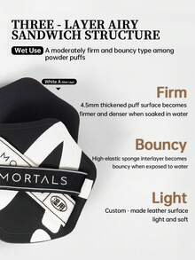 Amortals 3件組化妝工具套組，黑白對比印花粉撲與扁平底妝刷附收納盒，柔軟親膚乾濕兩用，適用液態底妝與定妝，熱門流行化妝配件 - 淺藍色 - 查看 11