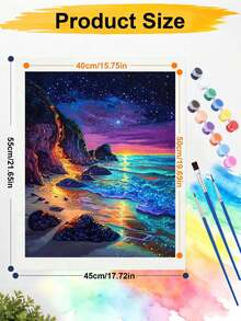 1 Set Of Digital Painting Set, Suitable For Beginners, Aurora By The Sea At Night-Adult Beginner Set, Birthday Gift, Anniversary Gift, Holiday Gift, Home Decoration. - A - View 7