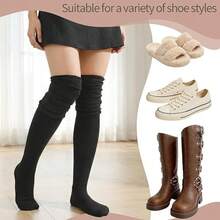 4 Pairs Women's Knee-High Sports Socks, Smooth Skin-Friendly Fabric, Suitable For Daily Wear, Commuting And Various Sports Styles - Multicolor - View 3