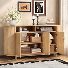 Sideboard With Storage With Doors With 3 Doors - Modern Style In Natural Wood Effect MDF For Living Room And Dining Room - Natural - View 7