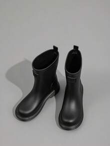 Women's Solid Color Outdoor PVC Geometric Pattern Rain Boots Outdoor Sports Shoes For Rainy Season - Black - View 2
