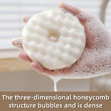 1pc Suction Cup Sponge Wipe For Householdkitchen Cleaning, Double-Sided Scouring Pad, Silkgourd Like Cloth, Three-Dimensional Honeycombwashing - Multicolor - View 7