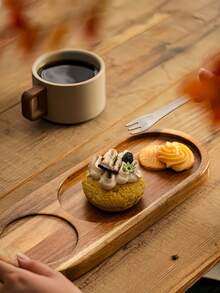 Vintage Country Style Stoneware Coffee Cup Set With Bread Plate And Wooden Tray, Mid-Century Ceramic Breakfast Cup, Suitable For Croissants, Toast, Oatmeal, Single Person Morning Ritual, Handmade Pottery Gift, Home Bistro Style - Multicolor - View 8