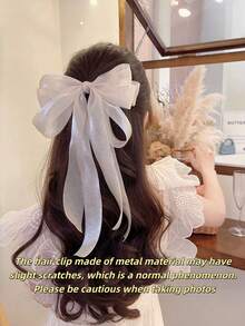 1pc Women's Oversized Satin Ribbon Bow Hair Clip, Fairy-Like Fashionable Elegant, Sweet Princess Hair Clip, Back Of Head High-End Hair Accessory, Spring Clip Hair Clip, Women's Summer Hair Accessory, Perfect For Vacation, Beach, Wedding, Party, Daily Wear - Multicolor - View 15