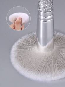 3Pcs Makeup Tool,Powder Brush,Makeup Puffs,Fluffy Face Brush For Loose Setting Powder Blush,For Even Powder Pressing - Silver - View 7