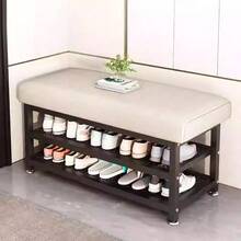 Shoe Changing Bench,2-Tier Iron Shoe Rack, Padded Seat Ottoman For Entryway Hallway - 80CM Shoe Changing Bench - View 5