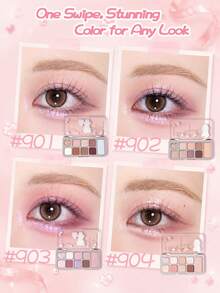 JILL LEEN 9-Color Eyeshadow Palette 901, Matte Shimmer Metallic Tones, Velvet Texture Buildable, Rich Pigment Neutral Earthy Colors, Suitable For Daily Work, Date Night, Party - Nine-color Eyeshadow 902 - View 4