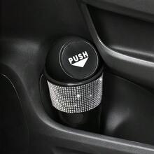 Creative Rhinestone Car Trash Can, Multifunctional Storage Box, Car Door Slot Cup Holder Storage Bin - Mini Rhinestone Trash Can - View 4